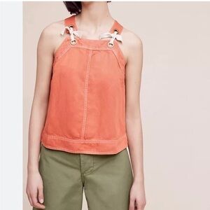 Anthropologie Orange Tank Top with Cream Accents